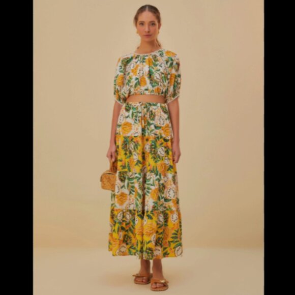 Brand New Farm Rio Mixed Biriba Maxi Skirt - Picture 1 of 12